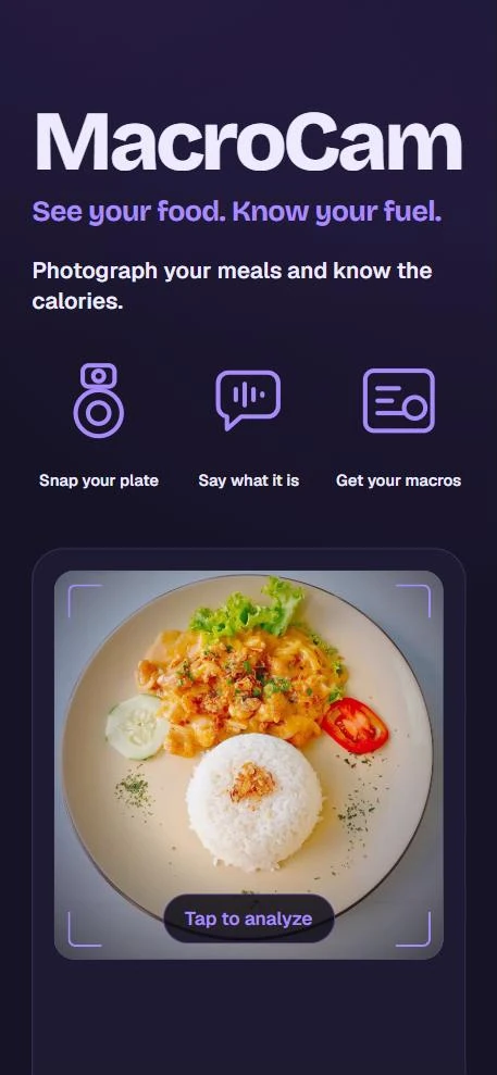 MacroCam on a phone: see your food, know your fuel